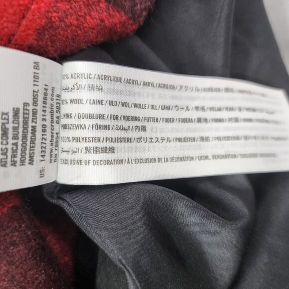 Abercrombie & Fitch Skirt Women 0 Red Black Plaid Wool Blend Mini Lined Side Zip - Picture 5 of 8